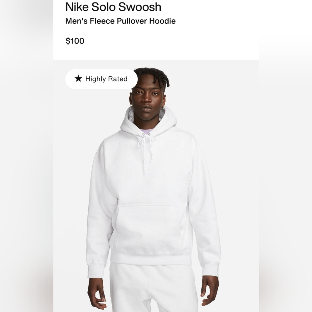 Unisex Nike Solo Swoosh Fleece Pullover Hoodie - Large